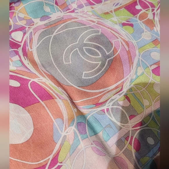 CHANEL Accessories - Vintage multicolor silk CHANEL scarf